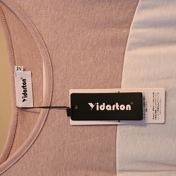 NWT Women's size M Yidarton tan & white long sleeve shirt - Picture 2 of 5